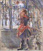 Berthe Morisot L Enfant au Tablier Rouge, a sketch oil painting